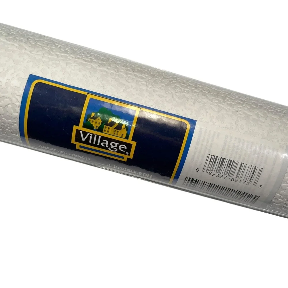 Village 56.37 Sq Ft White Wallpaper Textured Prepasted Expanded Vinyl Modern DIY